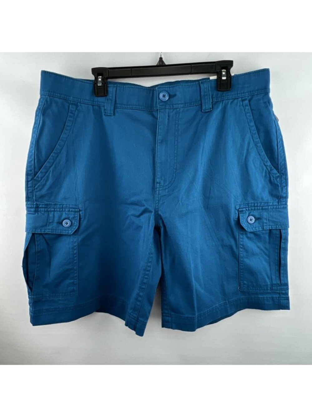 St Johns Bay Sz 38 Mens Teal Blue Cargo Shorts Comfort Stretch 10 Inch Inseam